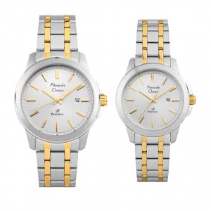 Alexandre Christie AC 1017 Silver Gold White Couple